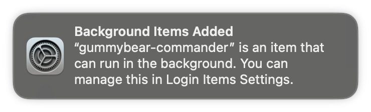 macos notification on 'Background Items Added'